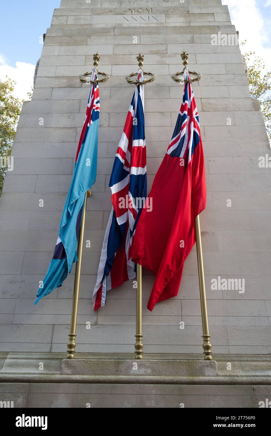 The Cenotaph in London the day after Remembrance Sunday Stock Photo
