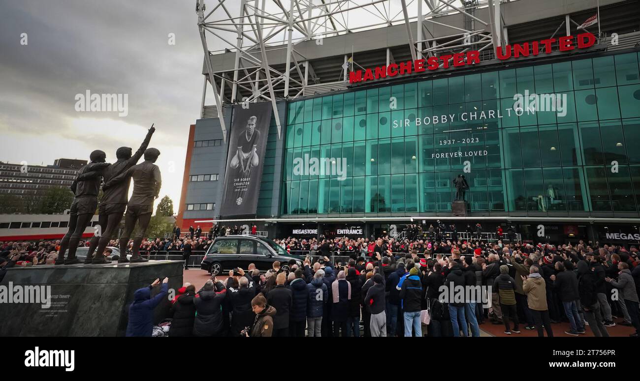 Processional Trafford The funeral procession arrives outside Old Trafford in Manchester ahead ...