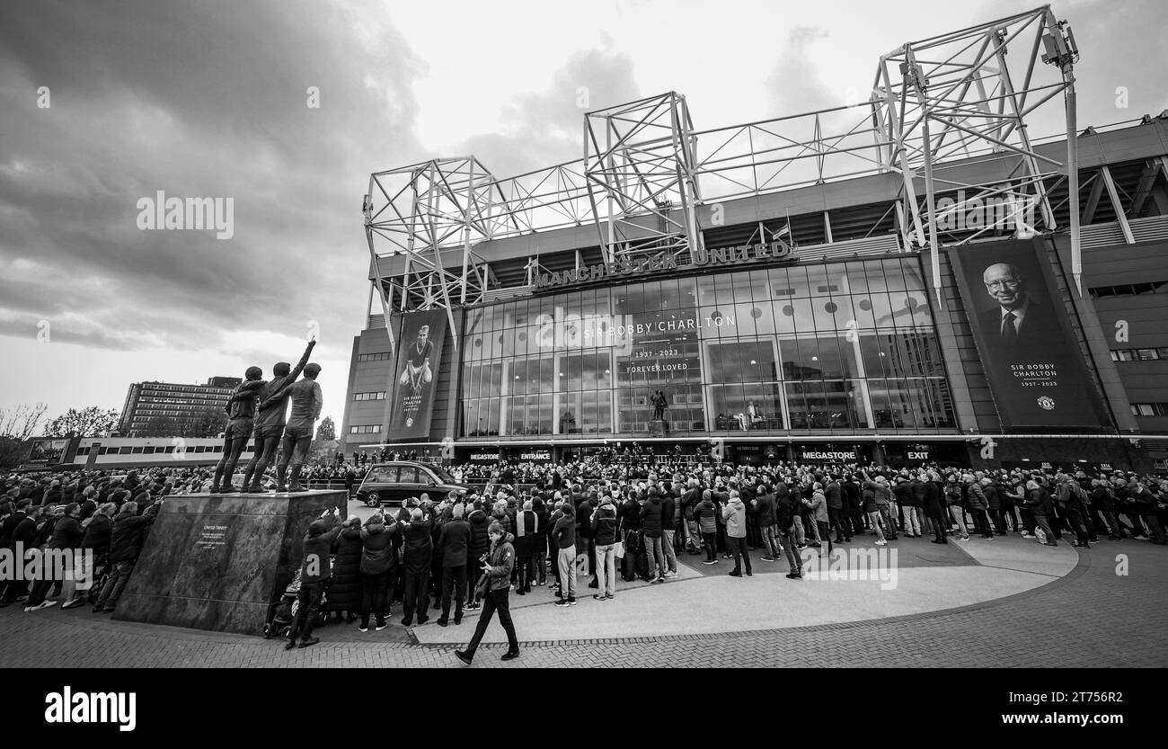 Processional Trafford The funeral procession arrives outside Old Trafford in Manchester ahead ...