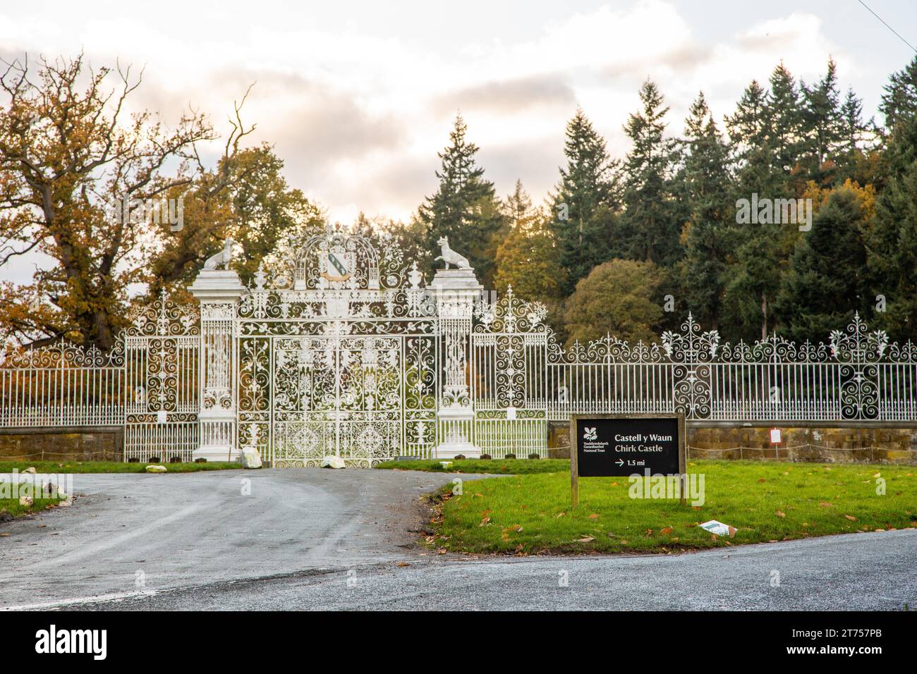 The gates and gate house at the National trust property of Chirk Castle