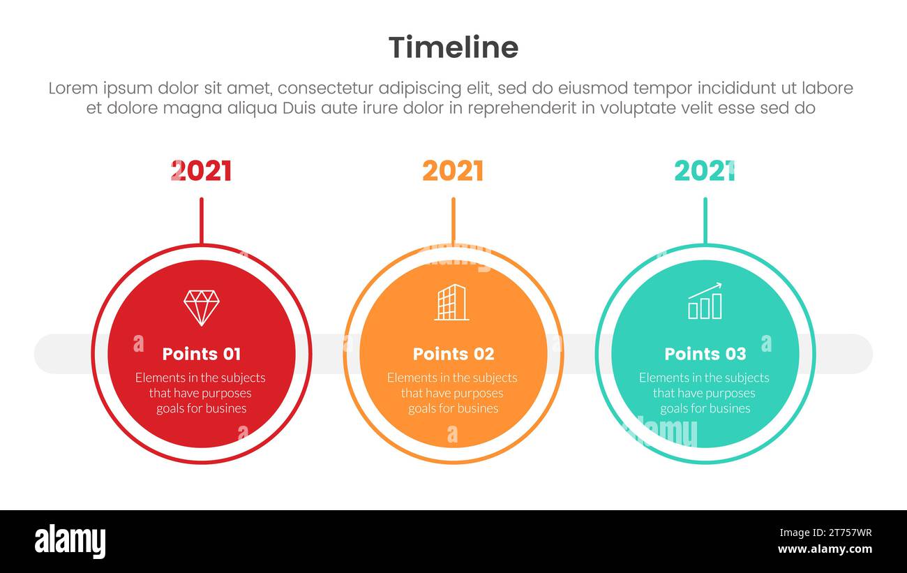 timeline set of point infographic with big circle point with outline ...