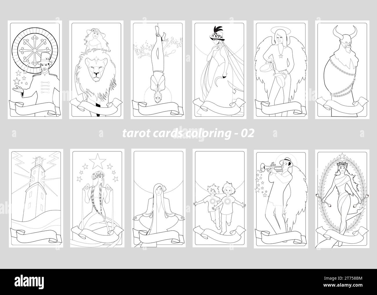 Esoteric Colouring In Coloring Book Pages Illustrations. Major Arcana Tarot Cards to Color ...