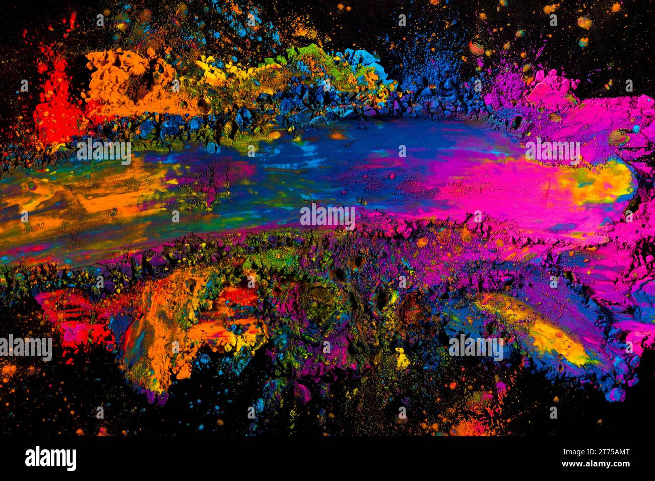 Messy Colours Overhead view messy colorful holi color Stock Photo - Alamy