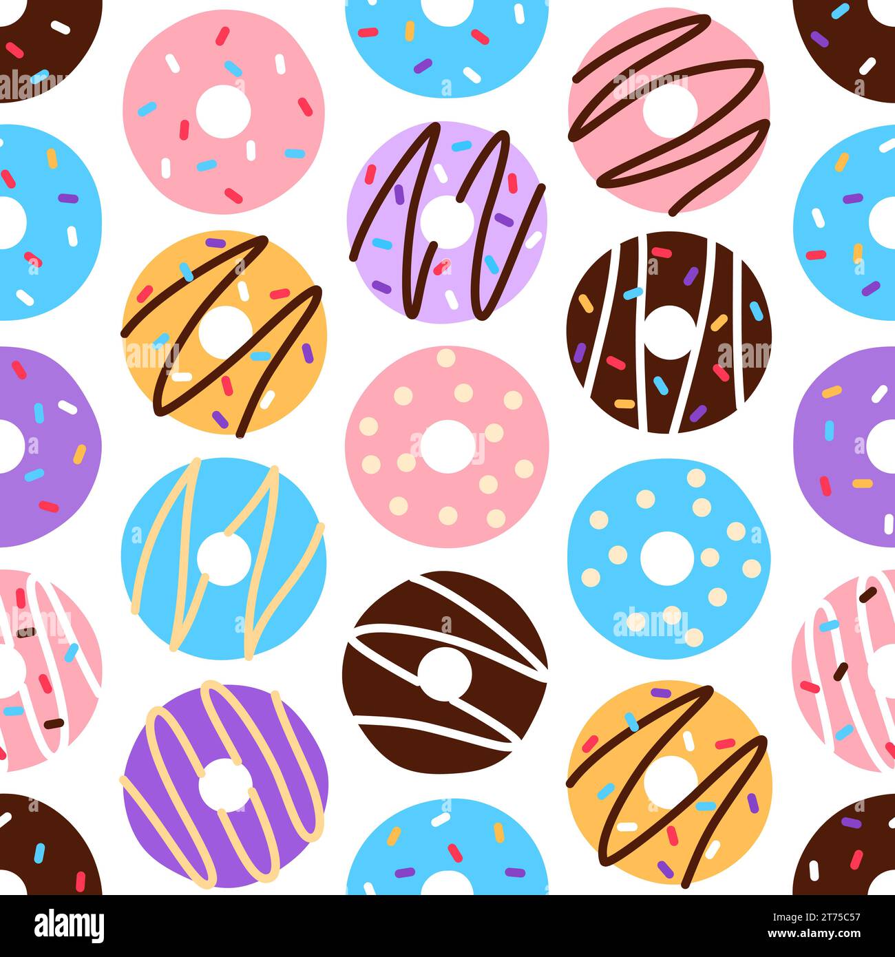 Bright donut seamless pattern on white background Stock Vector Image ...