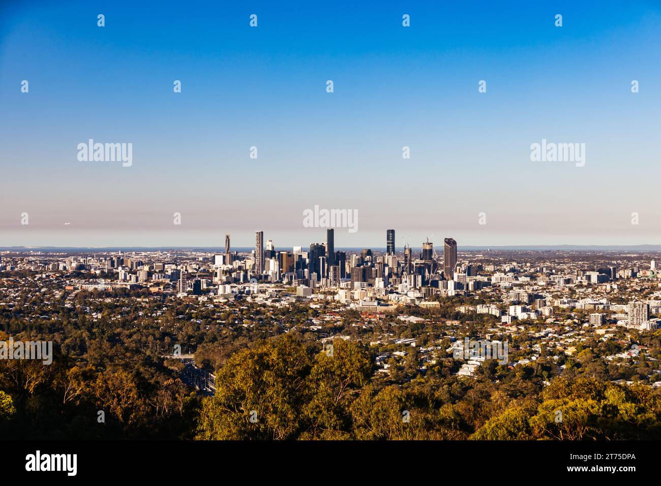 BRISBANE, AUSTRALIA - JULY 30, 2023: Brisbane skyline from Mount Coot ...