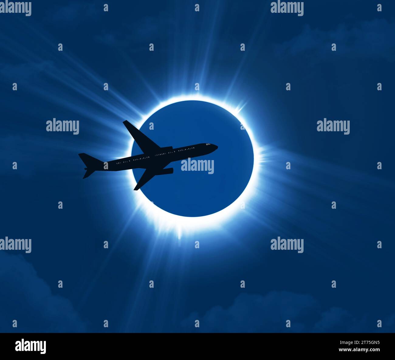 Art to preview the total solar eclipse in the USA, April 8, 2025. This