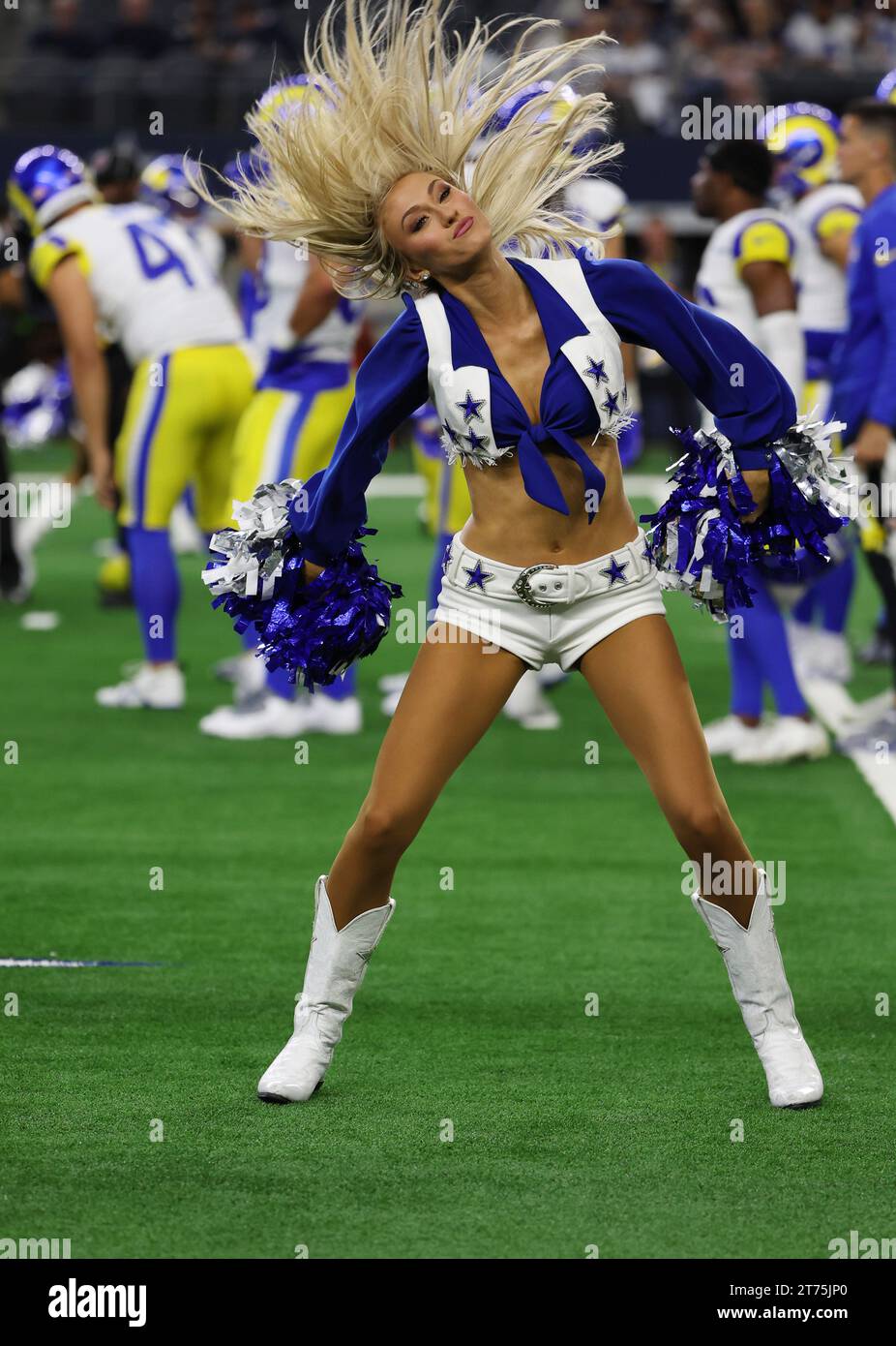 Arlington,TX USA A Dallas Cowboys cheerleader performs during an NFL game against the Los