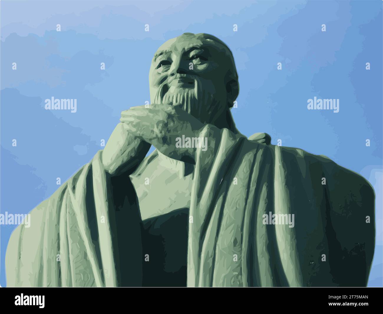 Confucius (551-479 BCE): Color Vector of Influential Chinese philosopher and teacher, known for his ethical and moral teachings, Stock Vector