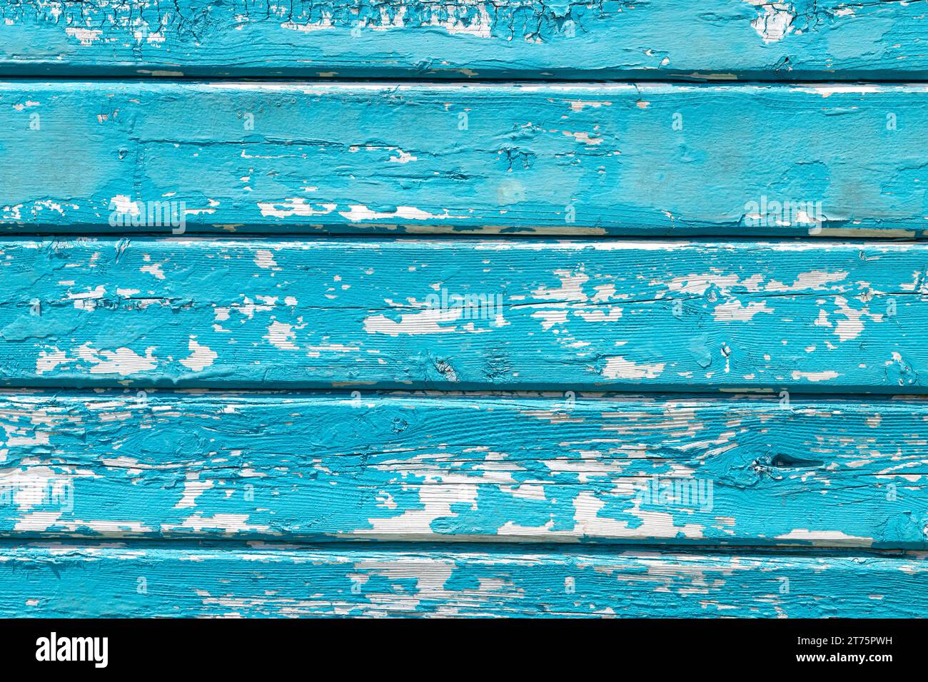 Weathered wooden wall, cracking paint with teal blue and turquoise colors, rustic, backgrounds, backdrop, textures Stock Photo