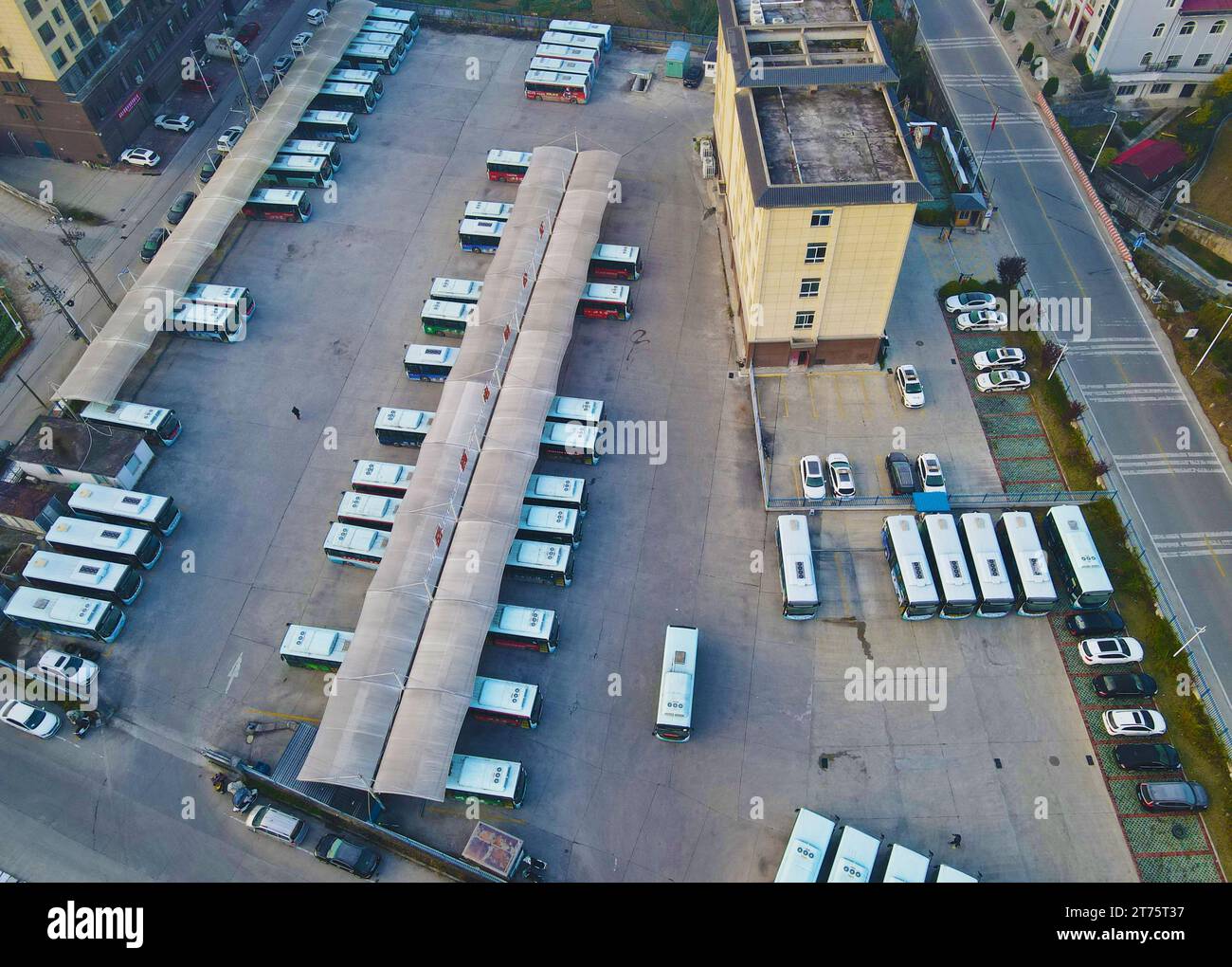 ANQING, CHINA - NOVEMBER 14, 2023 - Electric buses are parked at a ...