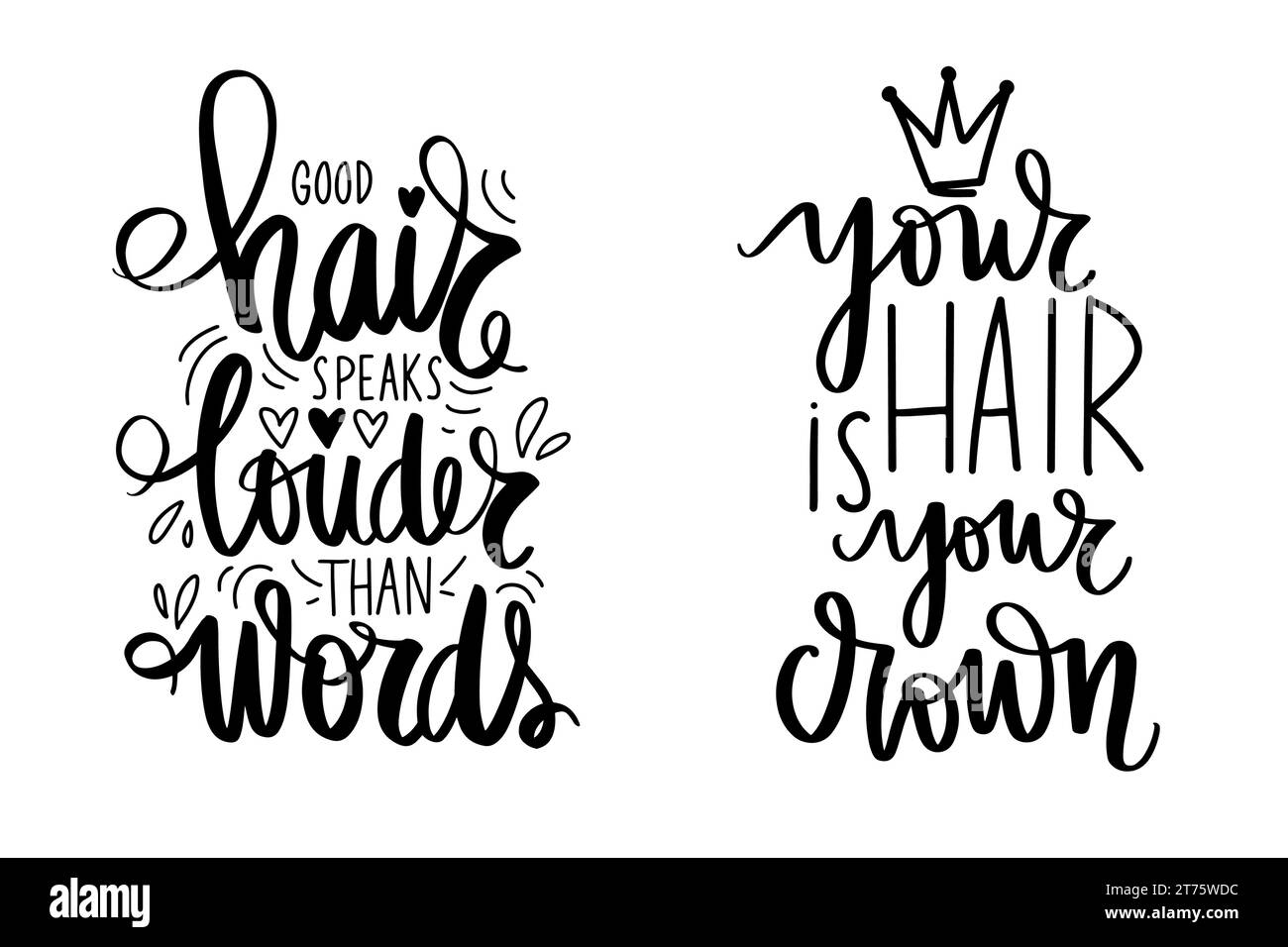 Messy hair. women quotes collection, vector illustration V32 Stock Vector