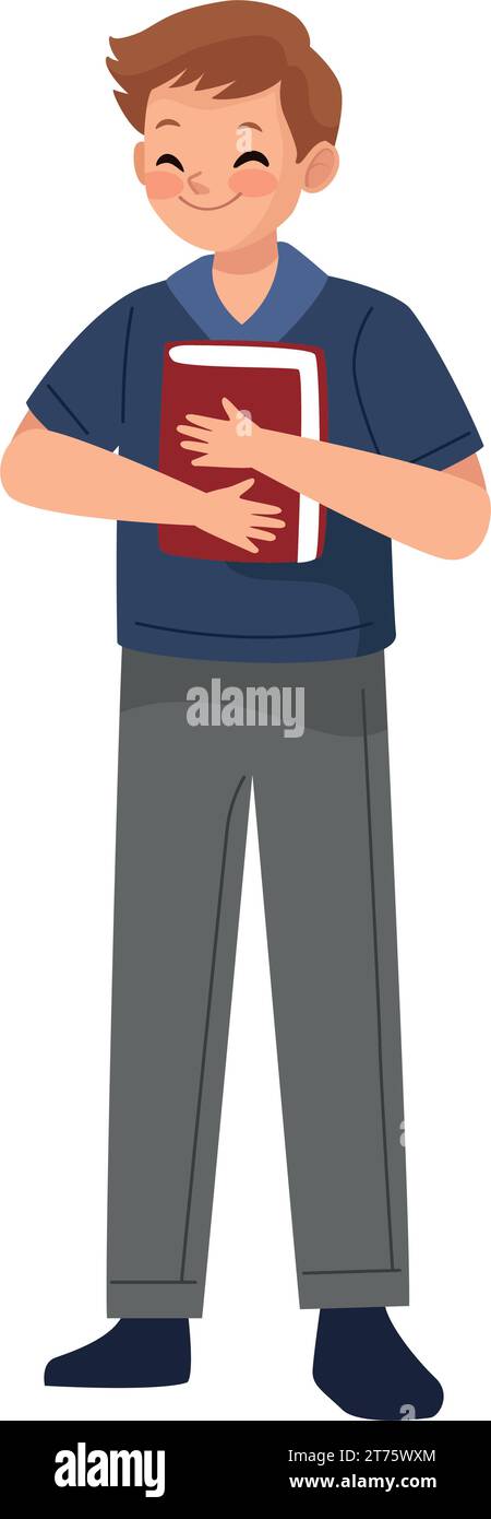student boy holding a book Stock Vector Image & Art - Alamy