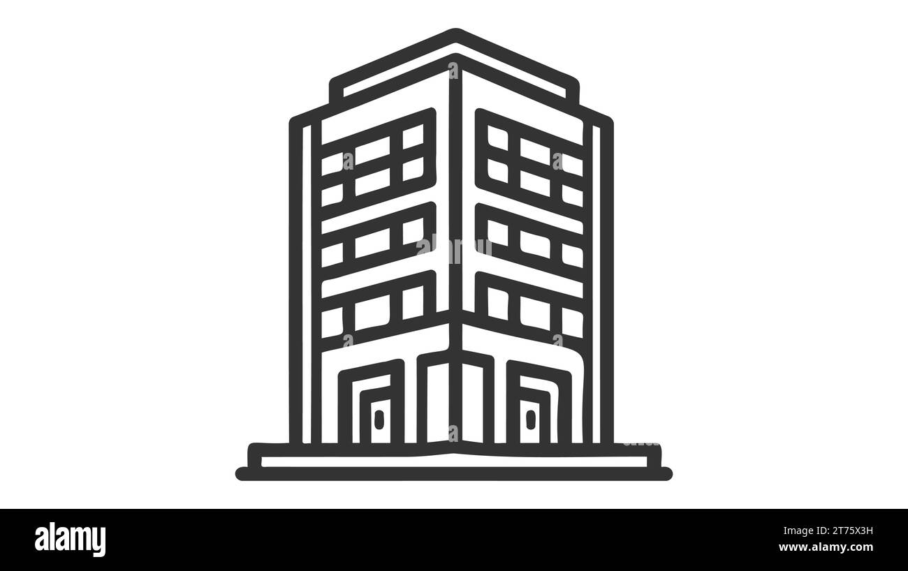 Office building sign icon in flat style. Apartment vector illustration ...