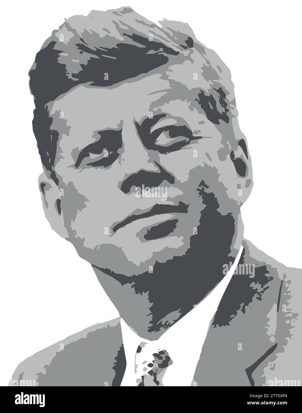 John Kennedy vector in 3 colors JFK Portrait photo of USA, 35th president of the United States. Born in 1917, charisma and leadership. Killed in 1963 Stock Vector