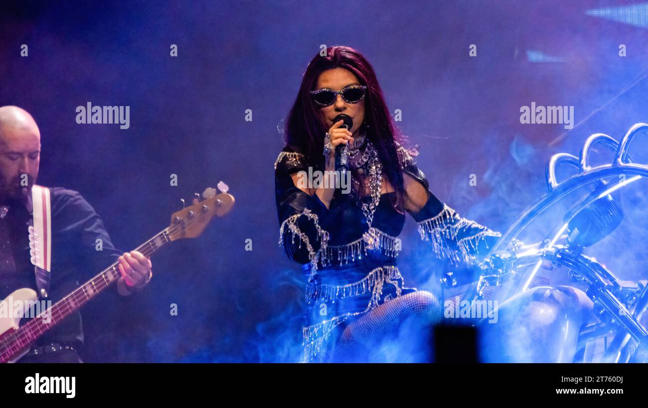 Canadian country music superstar Shania Twain performs during her 'Queen Of Me' Tour in Edmonton. Stock Photo