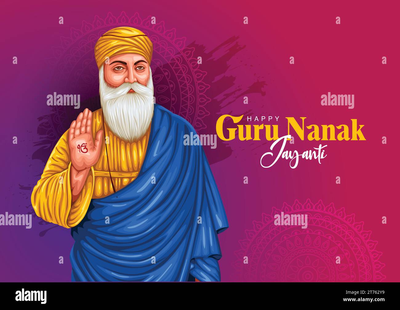 happy Guru Nanak Jayanti festival greeting card design. India Hindu Sikh celebrating birthday of Guru Nanak Dev. abstract vector illustration. Stock Vector