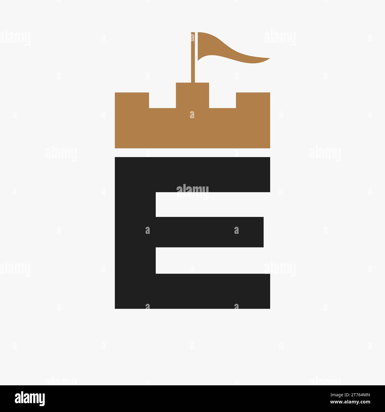 Castle Logo With E Logo Symbol Vector Template Stock Vector