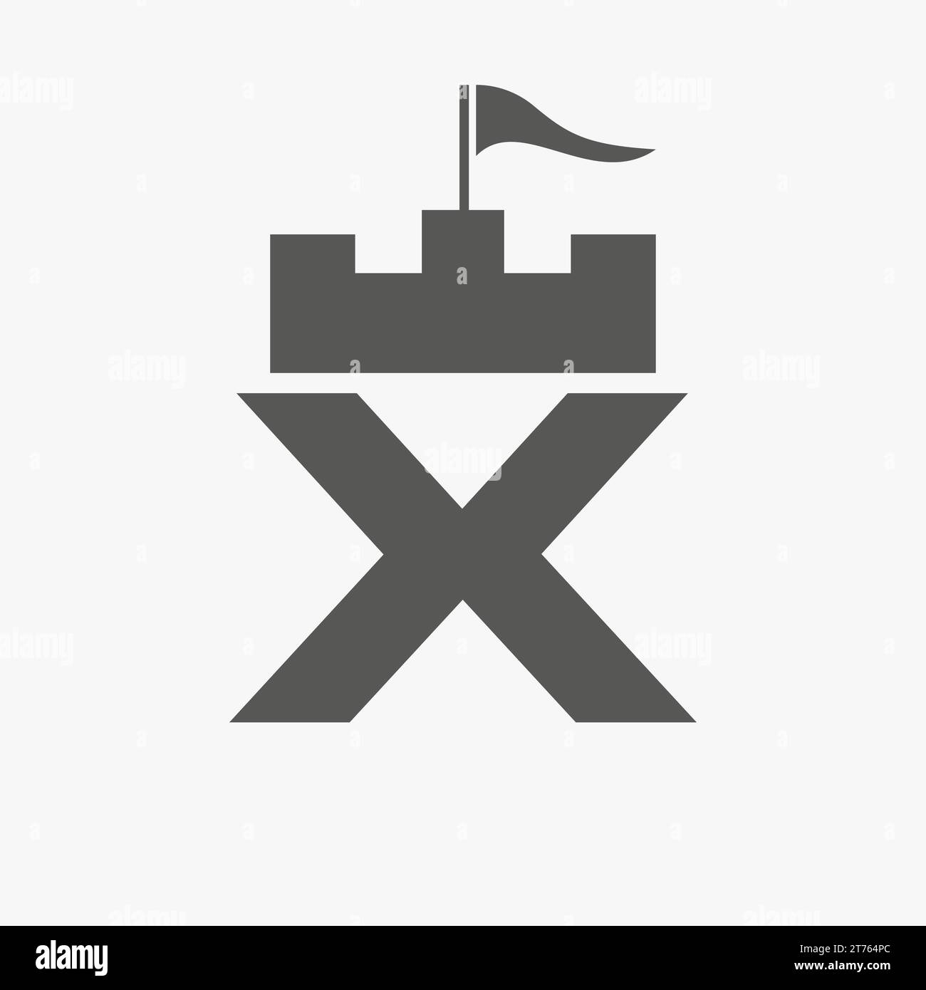 Castle Logo With X Logo Symbol Vector Template Stock Vector