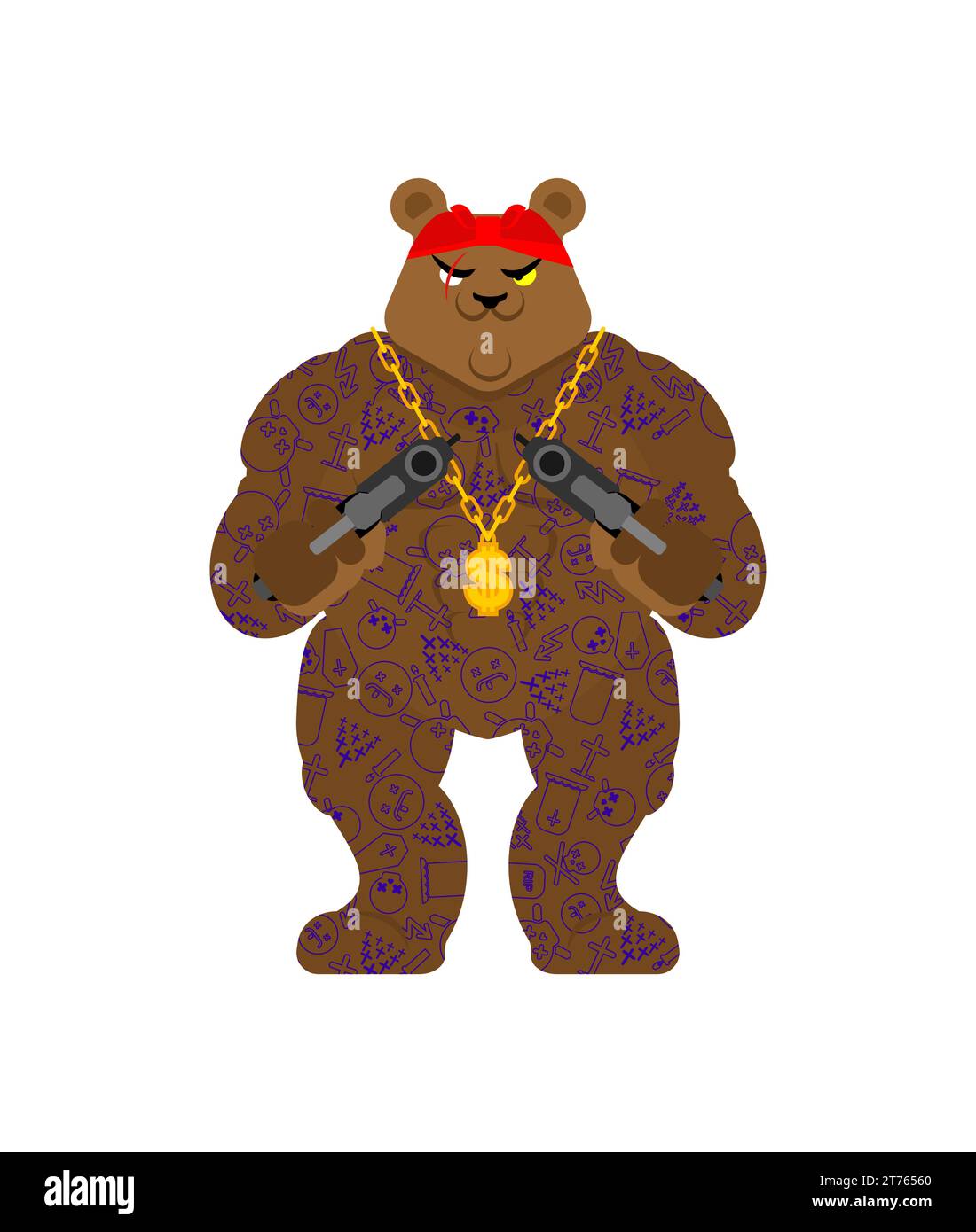 Bear gangster. Cool Beast. SWAG gangsta. Grizzly guy rapper Stock Vector