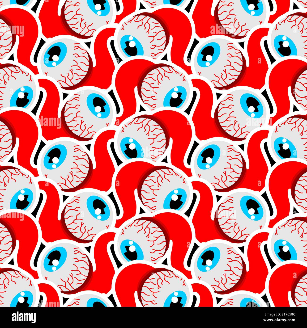 Eyeball pattern seamless. Eye and nerves anatomy background Stock