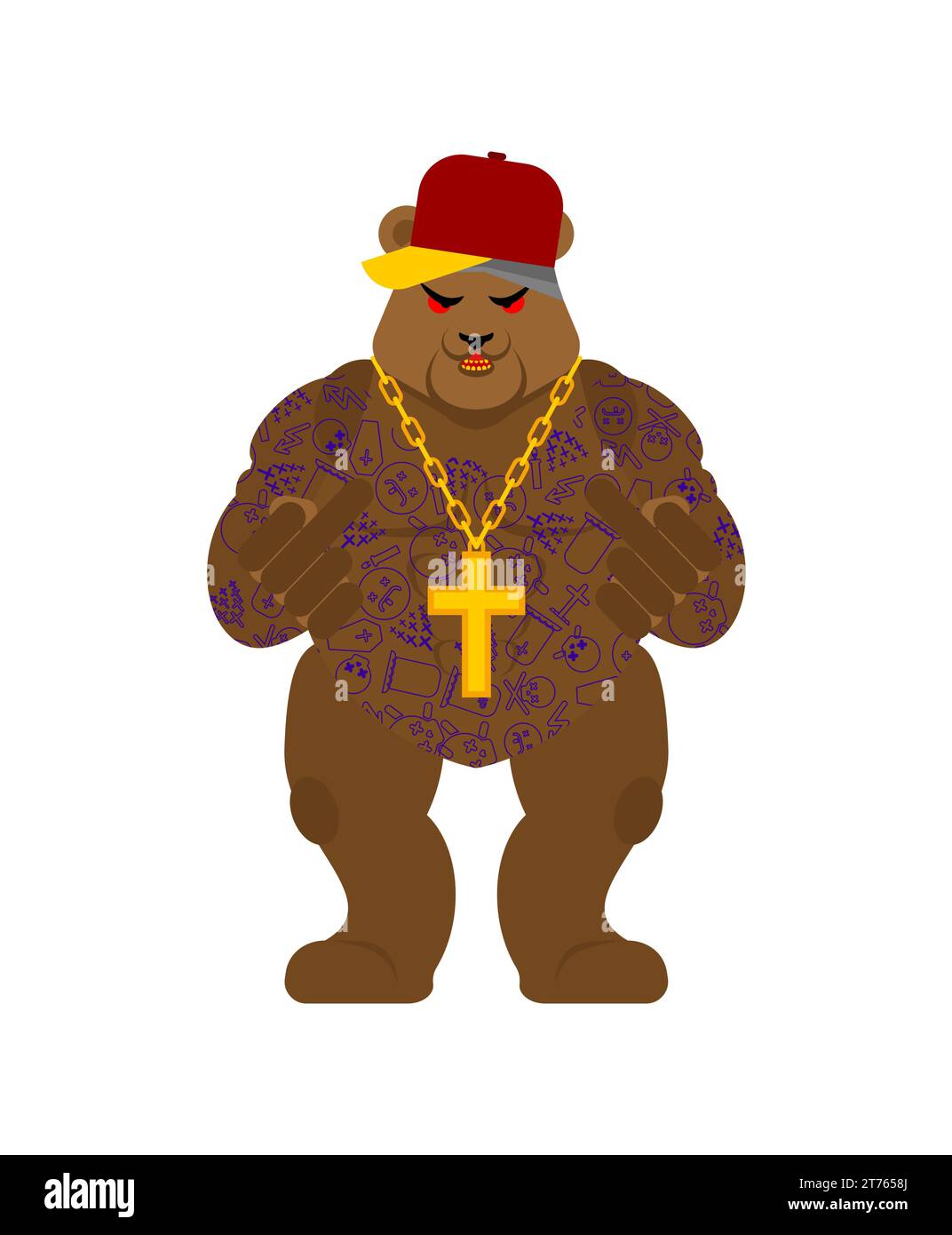 Bear gangster. Cool Beast. SWAG gangsta. Grizzly guy rapper Stock Vector