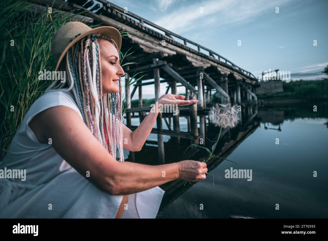 Colorful girl braids woman hi-res stock photography and images - Alamy