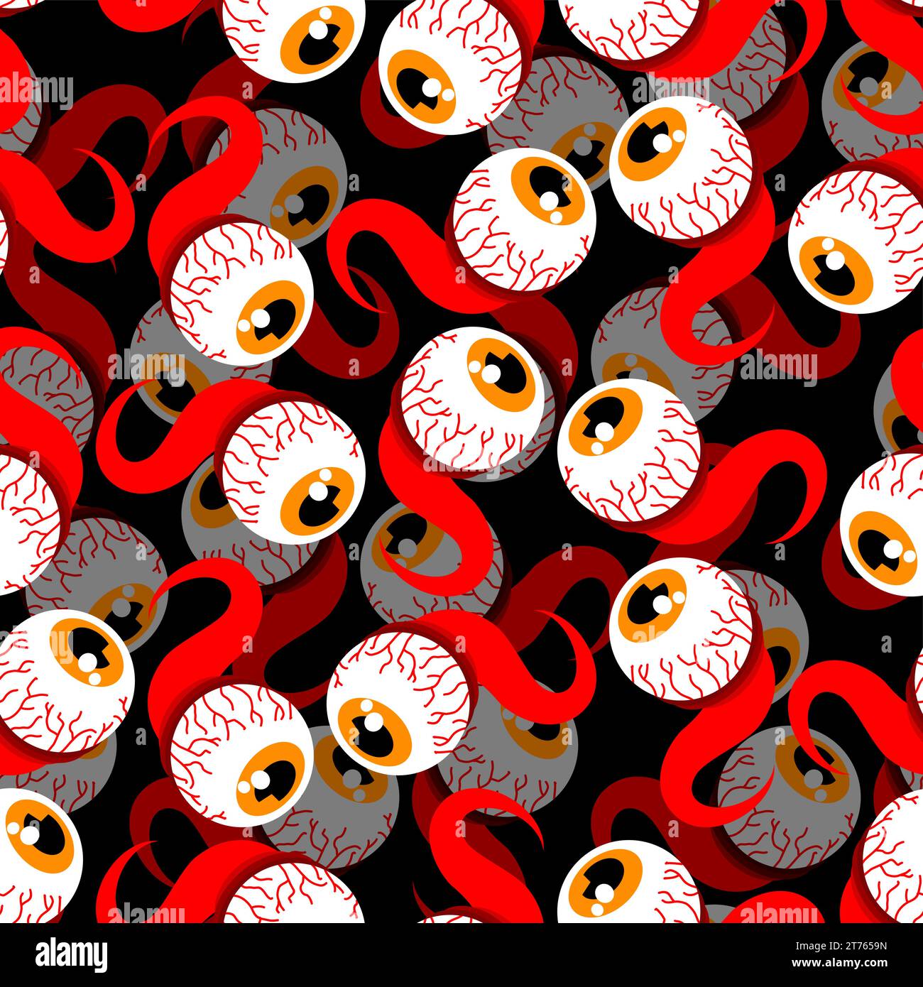 Eyeball pattern seamless. Eye and nerves anatomy background Stock