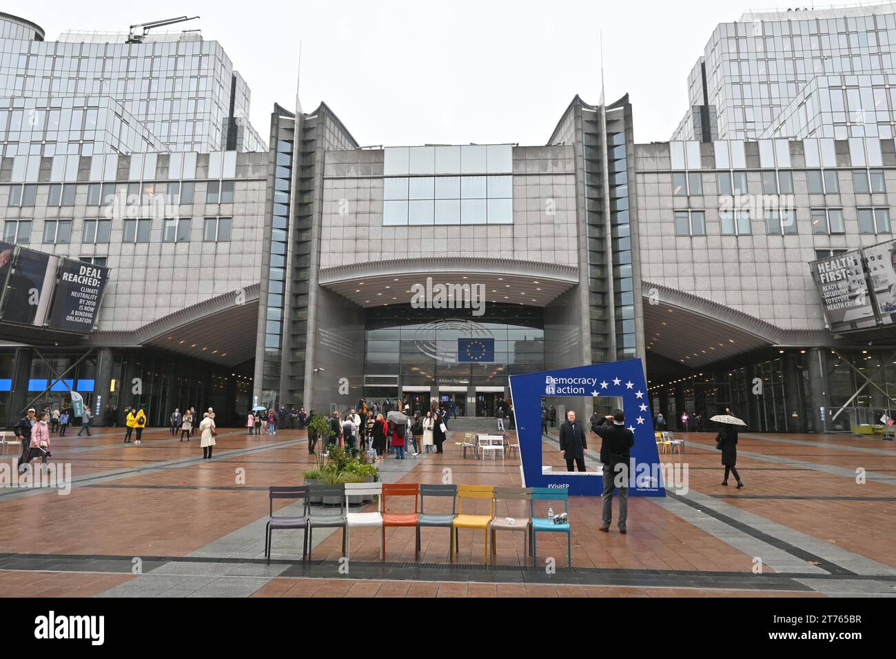 Espace Léopold (Leopold Square) home of the European Parliament – Brussels Belgium – 25 October 2023 Stock Photo