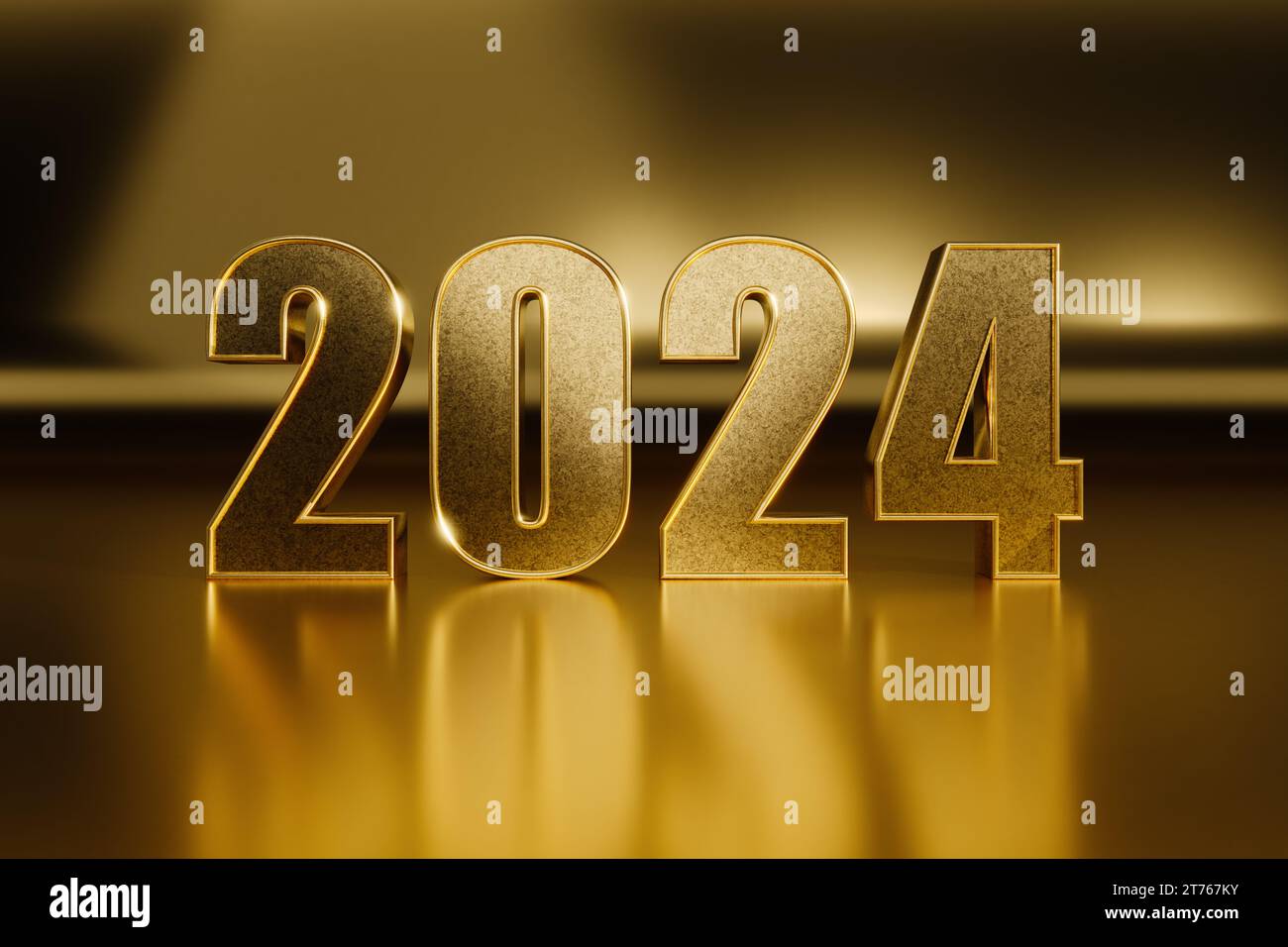 Metallic Gold 2024 3D Render Stock Photo Alamy   Metallic Gold 2024 3d Render 2T767KY 