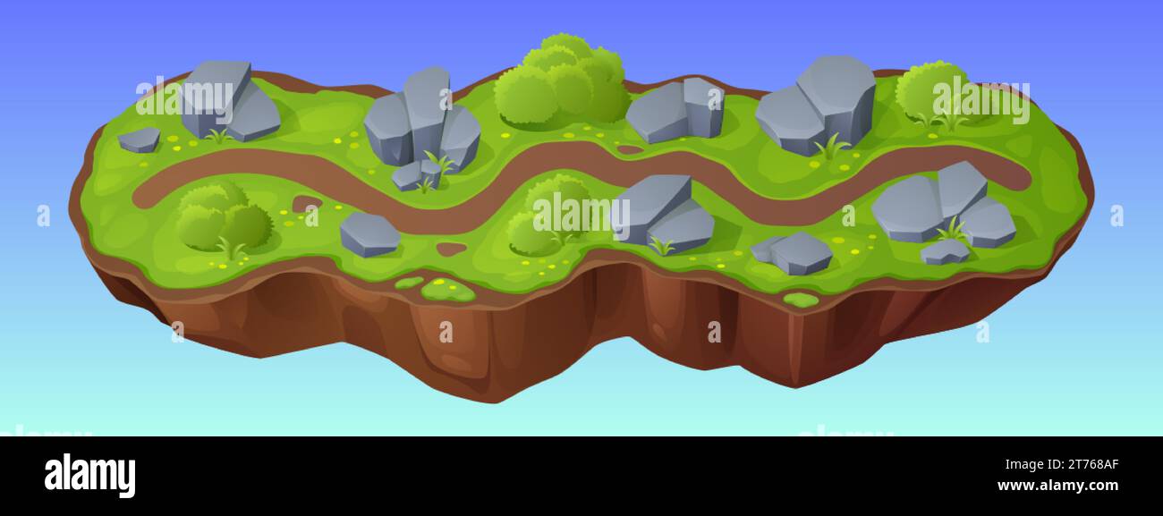 Island map for game level interface. Vector cartoon illustration of