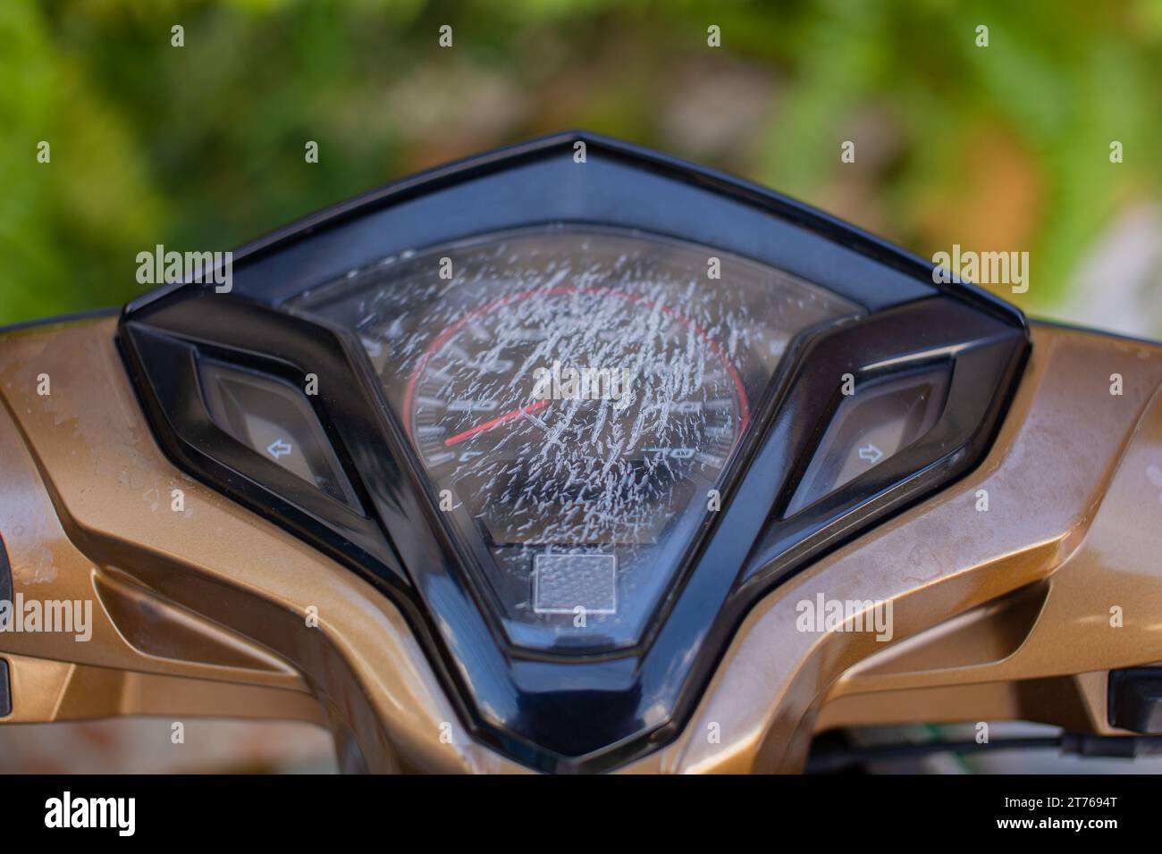 motorcycle dashboard cracked screen due to service life Stock Photo Alamy