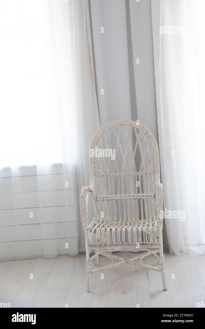 White room interior with vintage armchair Stock Photo - Alamy