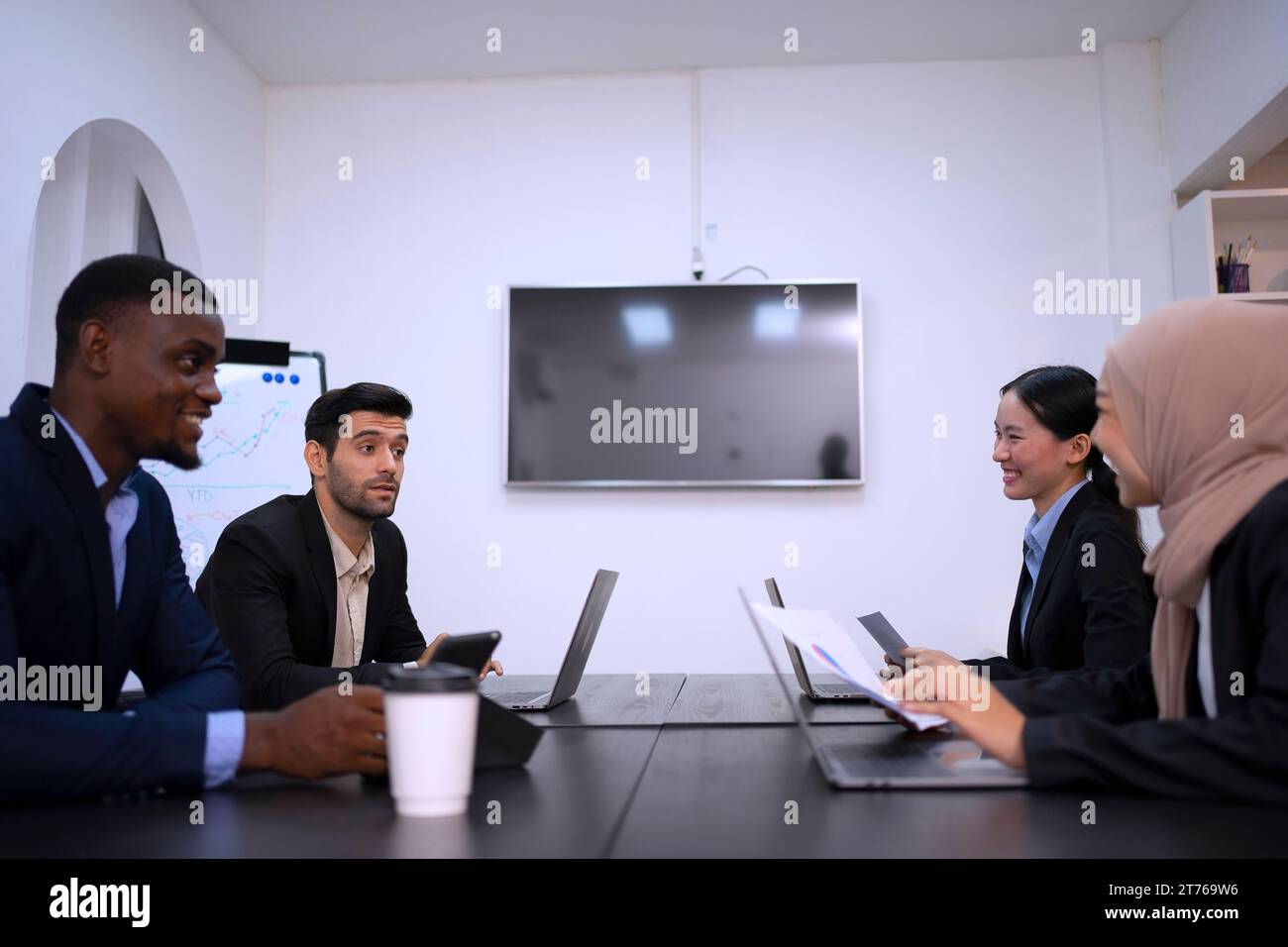 White collar workers are meeting at office. Business and occupation concept. Stock Photo