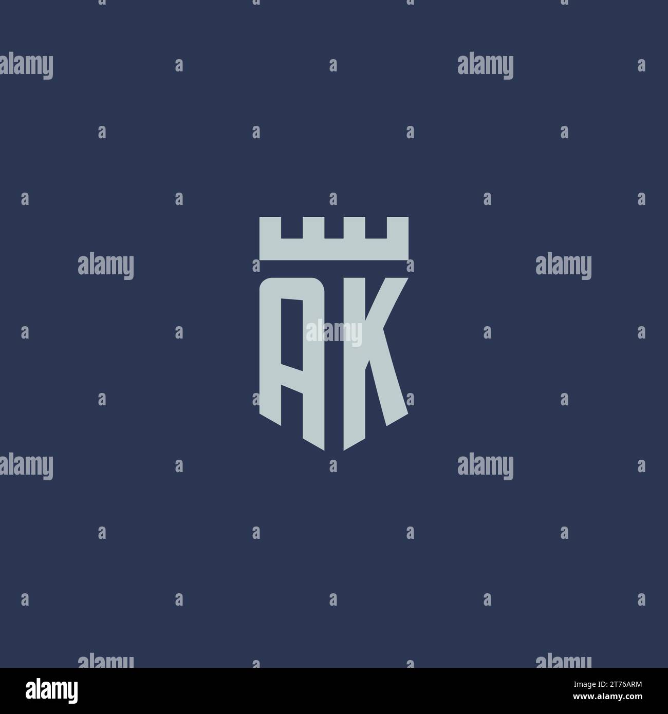 AK logo monogram with fortress castle and shield style design ideas ...