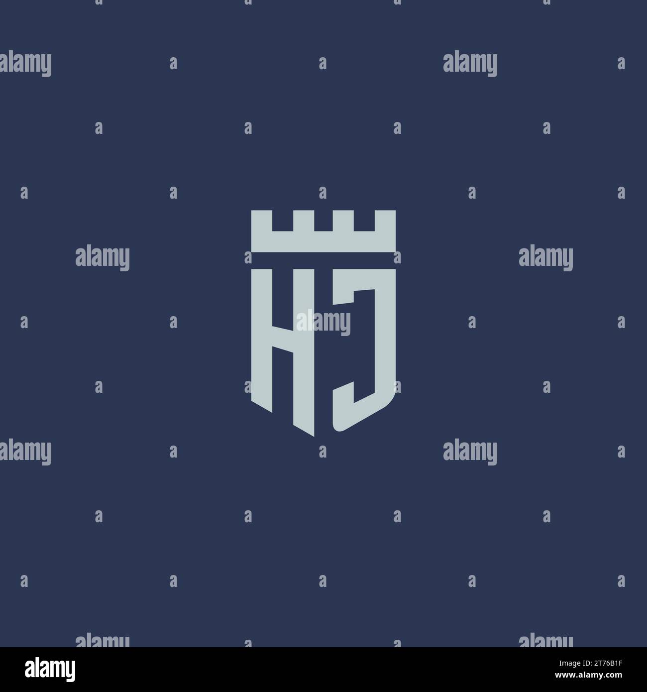 HJ logo monogram with fortress castle and shield style design ideas ...