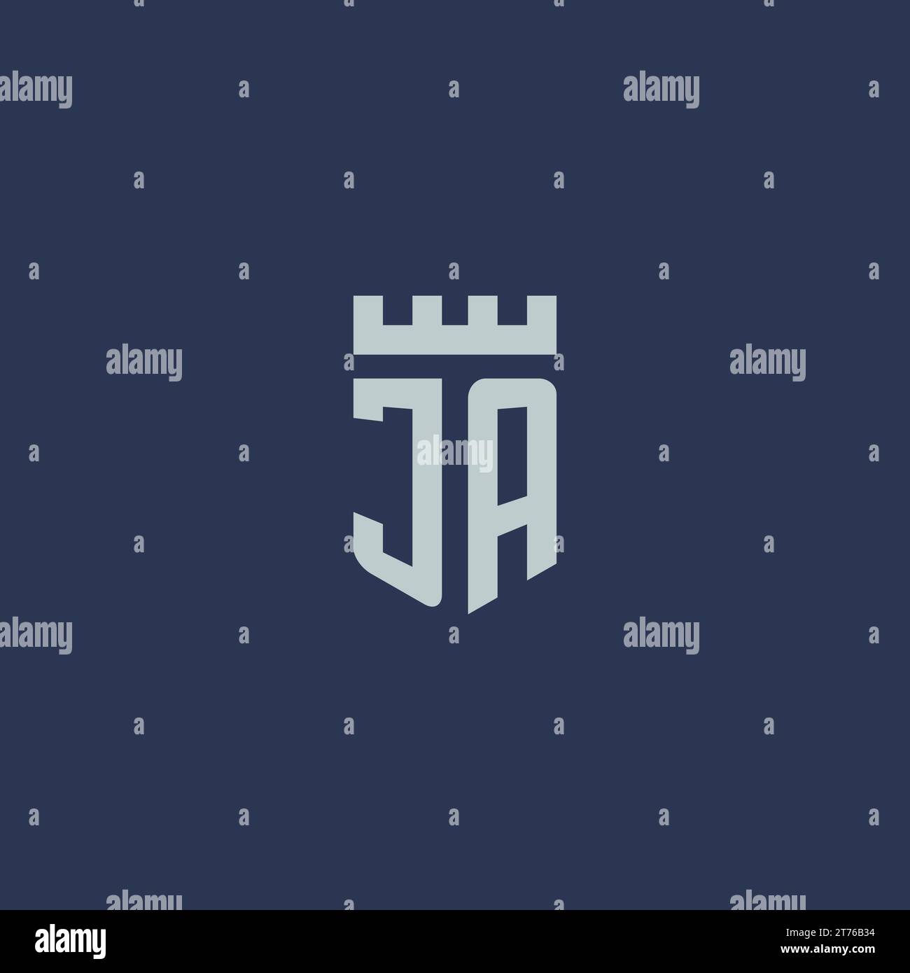 JA logo monogram with fortress castle and shield style design ideas ...