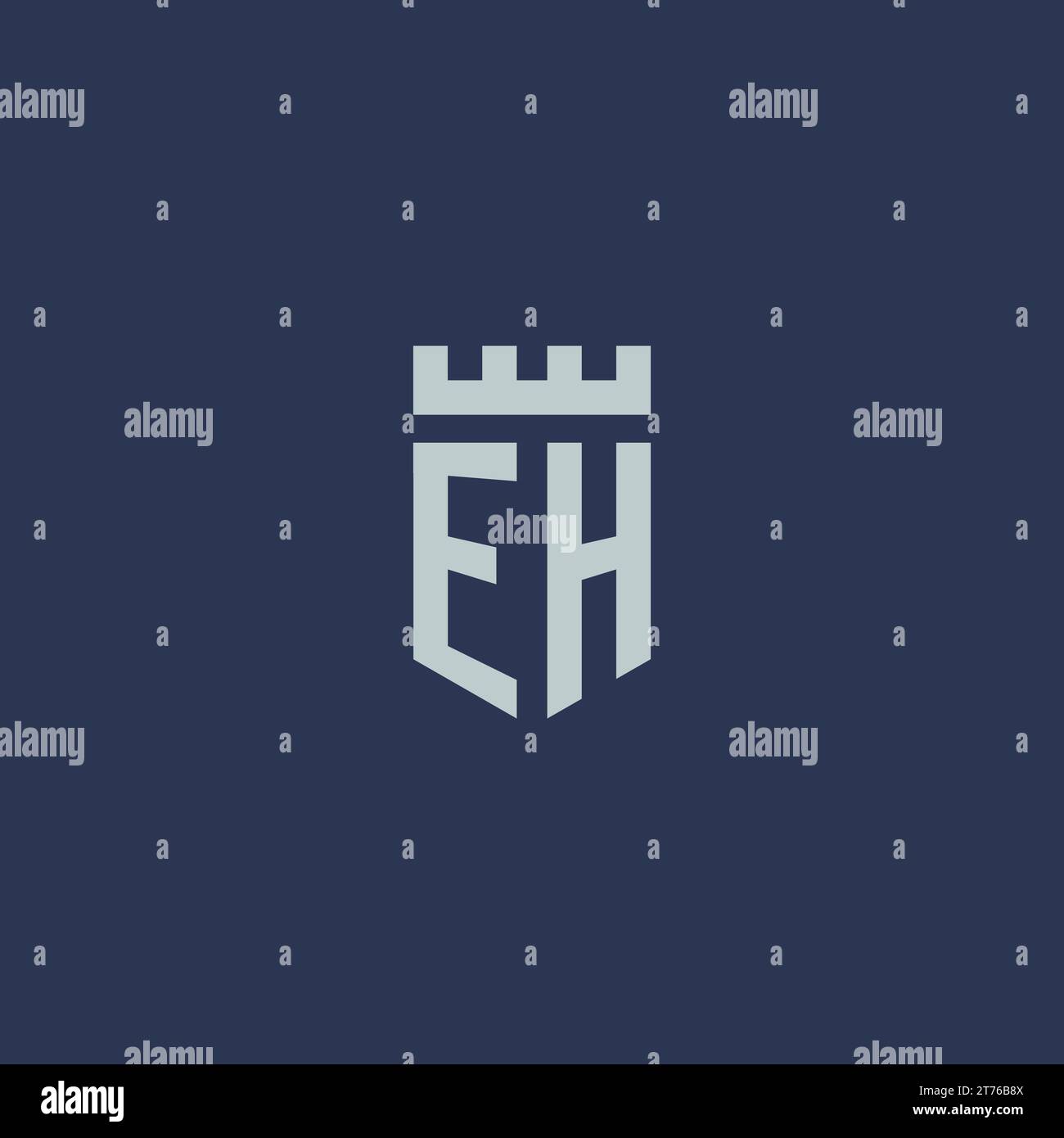 EH logo monogram with fortress castle and shield style design ideas ...
