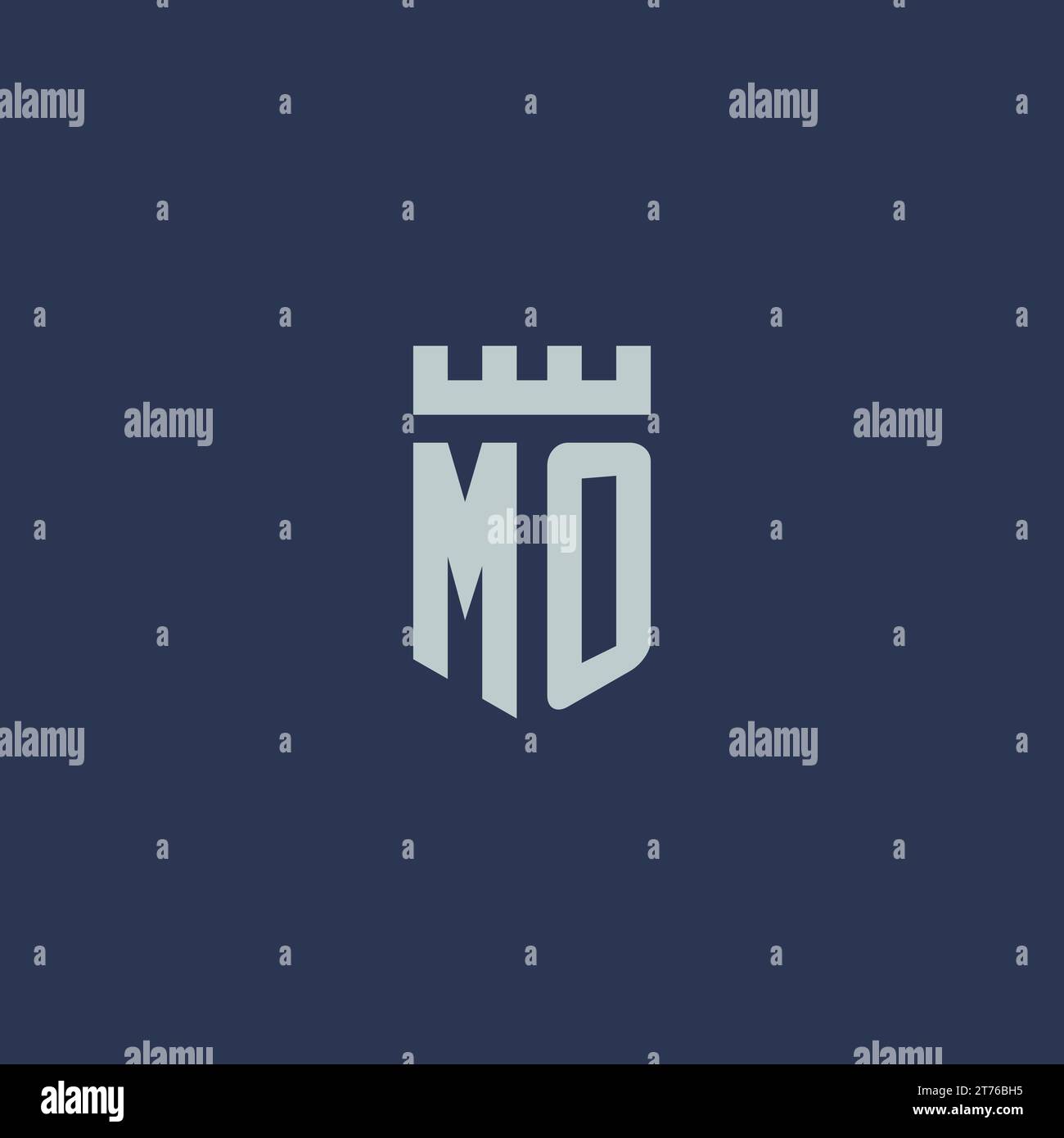 MO logo monogram with fortress castle and shield style design ideas Stock Vector