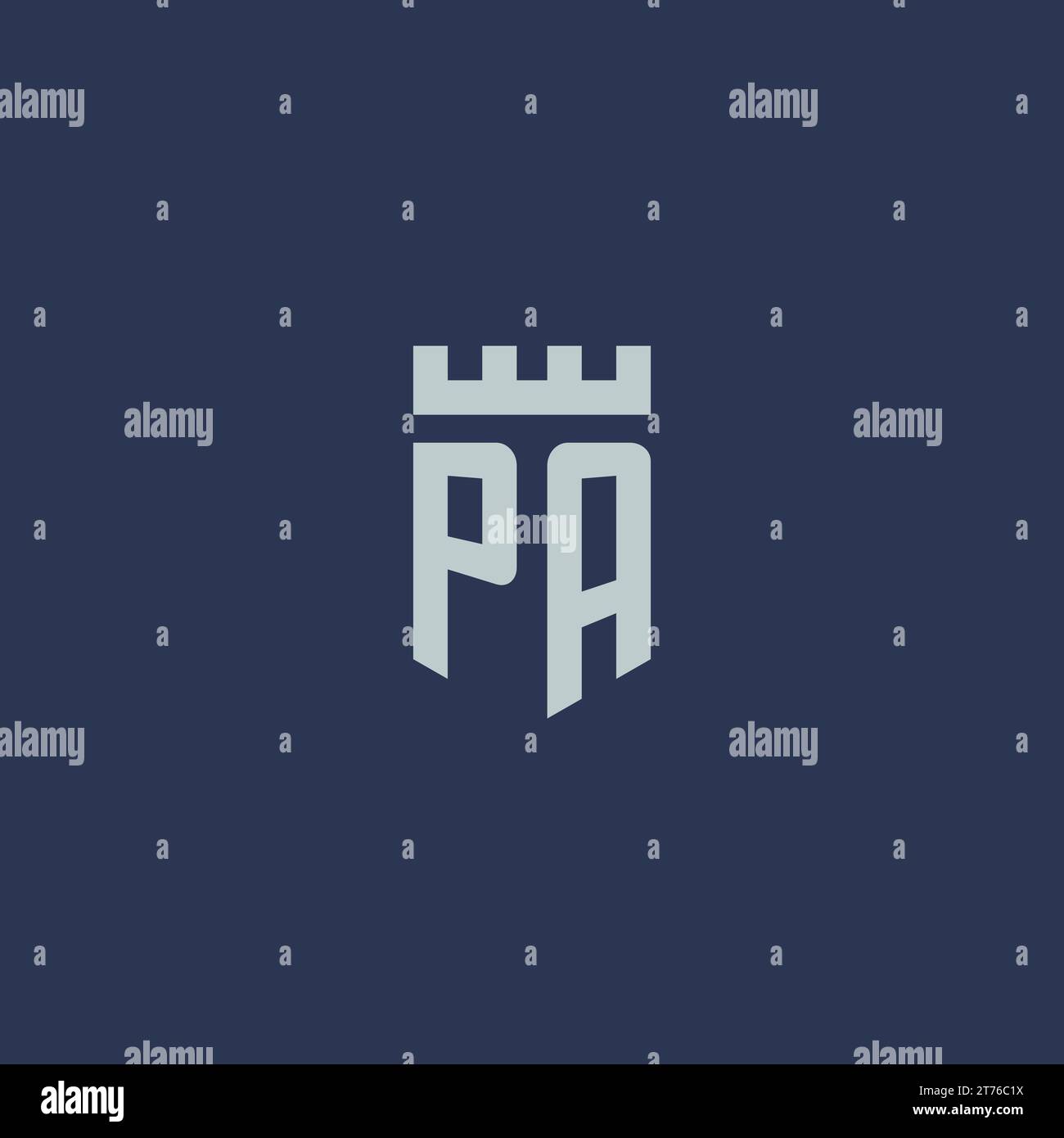 PA logo monogram with fortress castle and shield style design ideas ...
