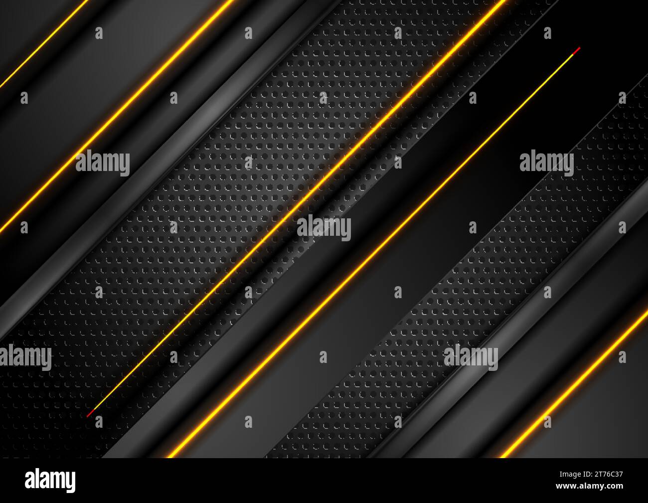 Futuristic technology abstract perforated background with neon glowing lines. Vector design Stock Vector