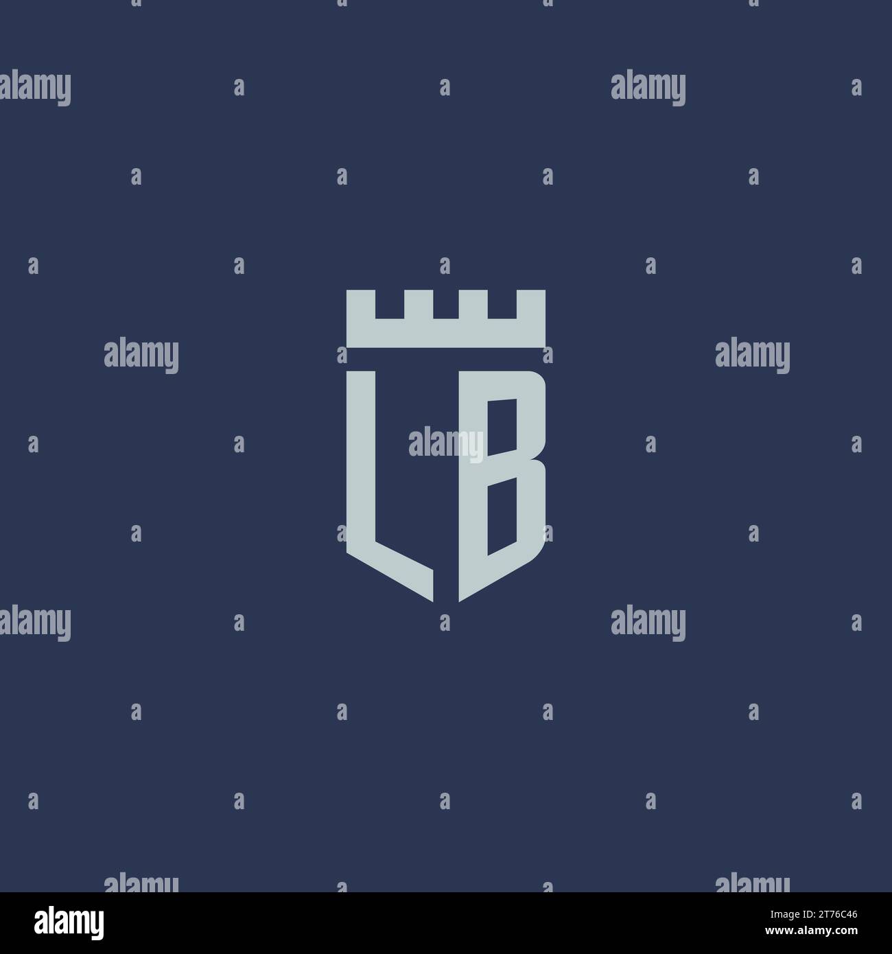 LB logo monogram with fortress castle and shield style design ideas Stock Vector