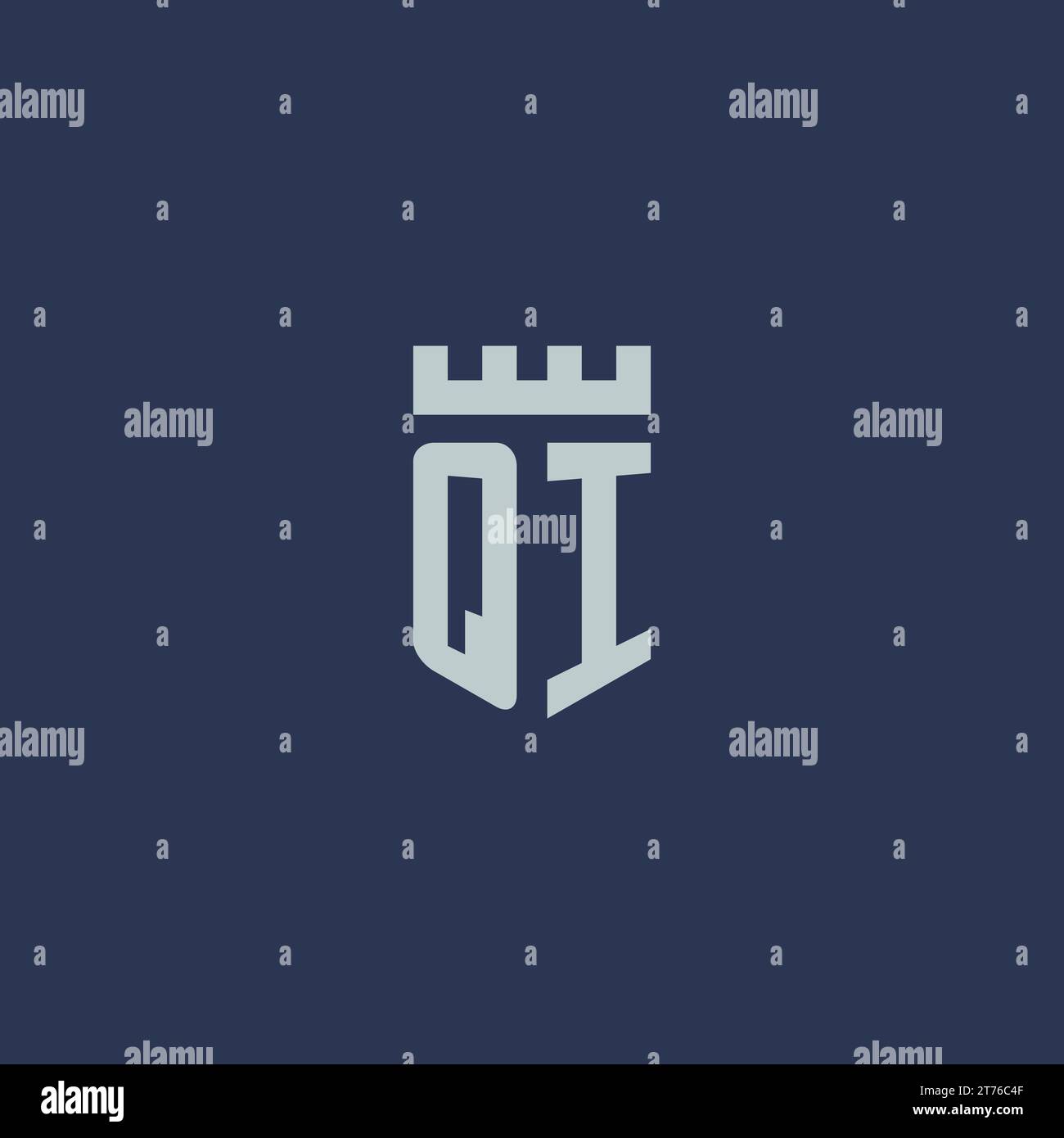 QI logo monogram with fortress castle and shield style design ideas ...