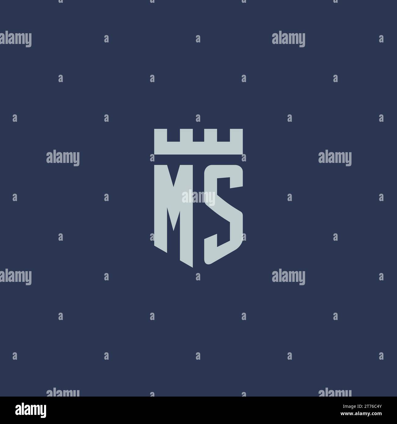 MS logo monogram with fortress castle and shield style design ideas ...