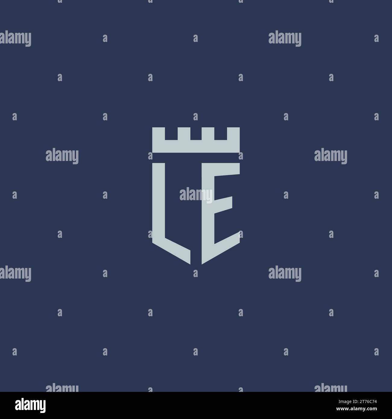 LE logo monogram with fortress castle and shield style design ideas ...
