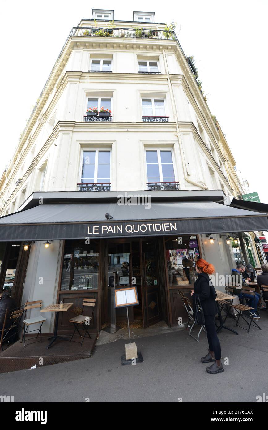 Le Pain Quotidien Lepic on Rue Lepic in  Montmartre, Paris, France. Stock Photo