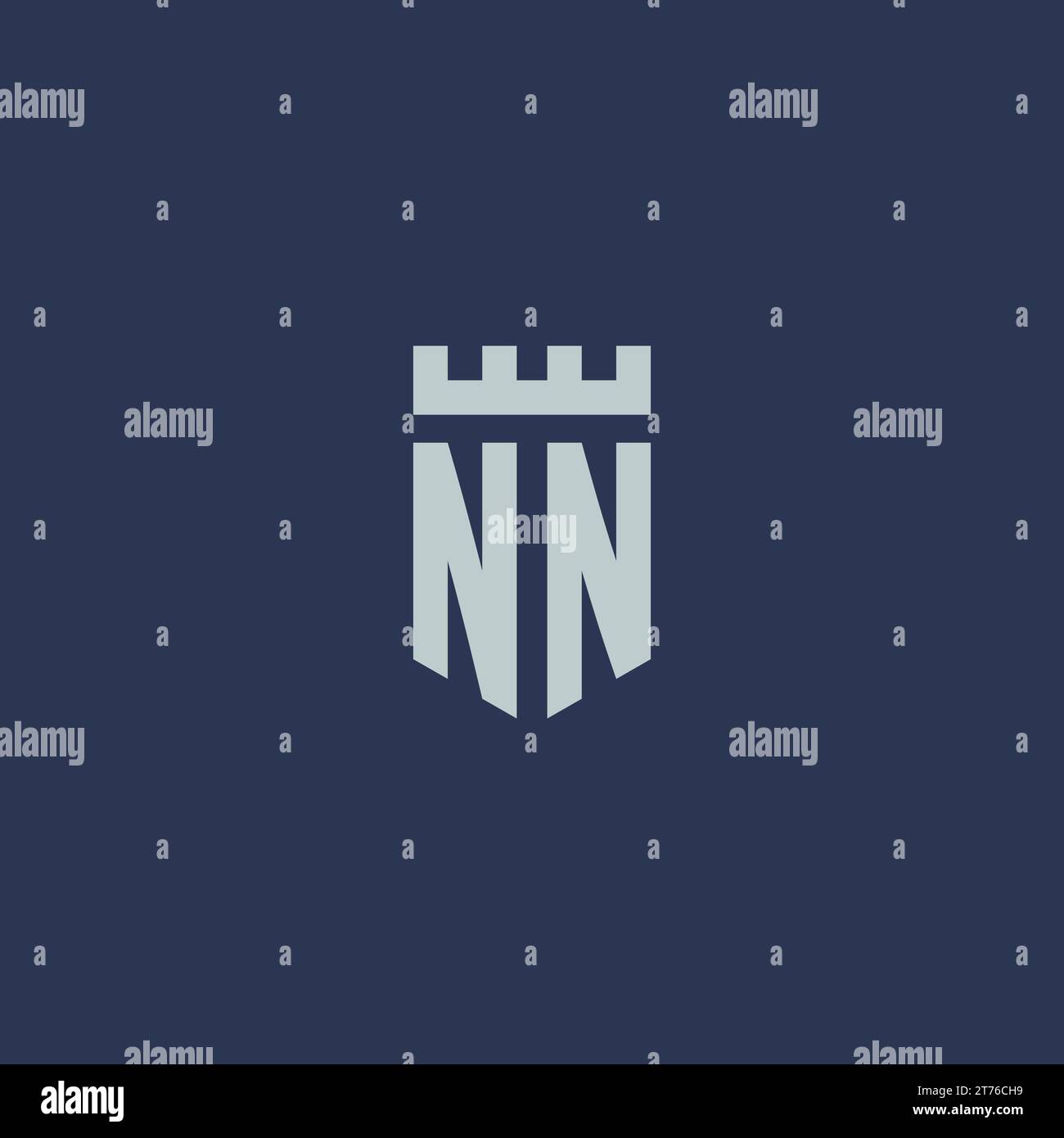 NN logo monogram with fortress castle and shield style design ideas Stock Vector