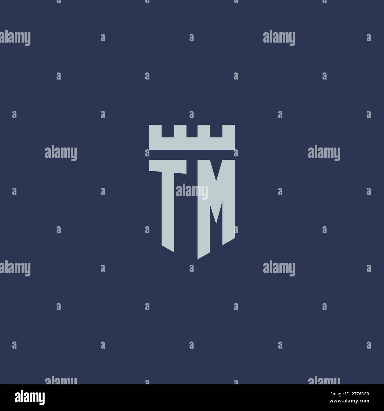 TM logo monogram with fortress castle and shield style design ideas ...