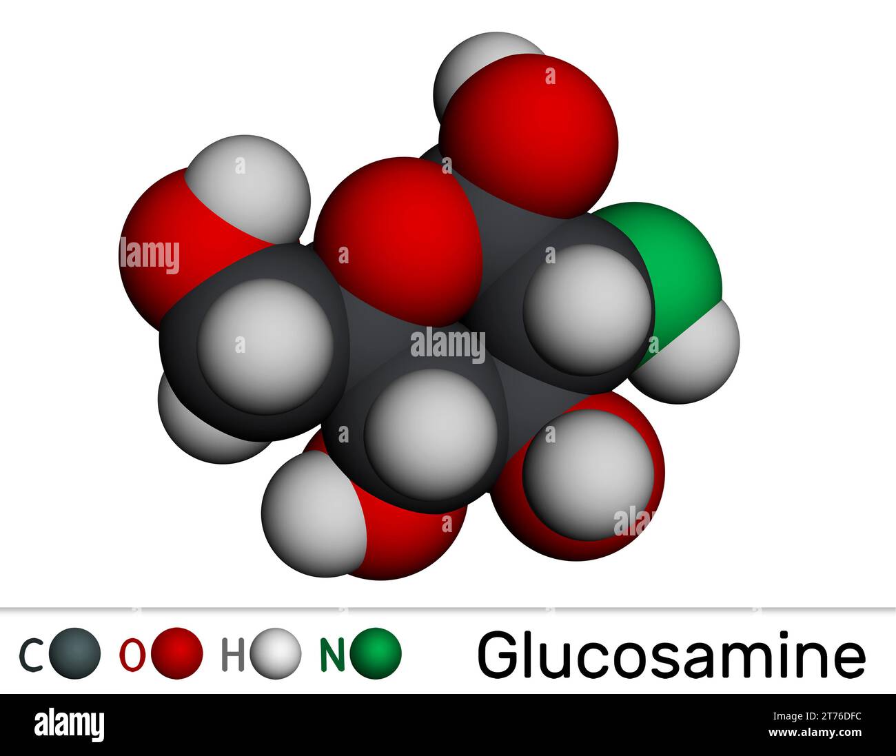 Glucosamine molecule. It is used for treatment of osteoarthritis