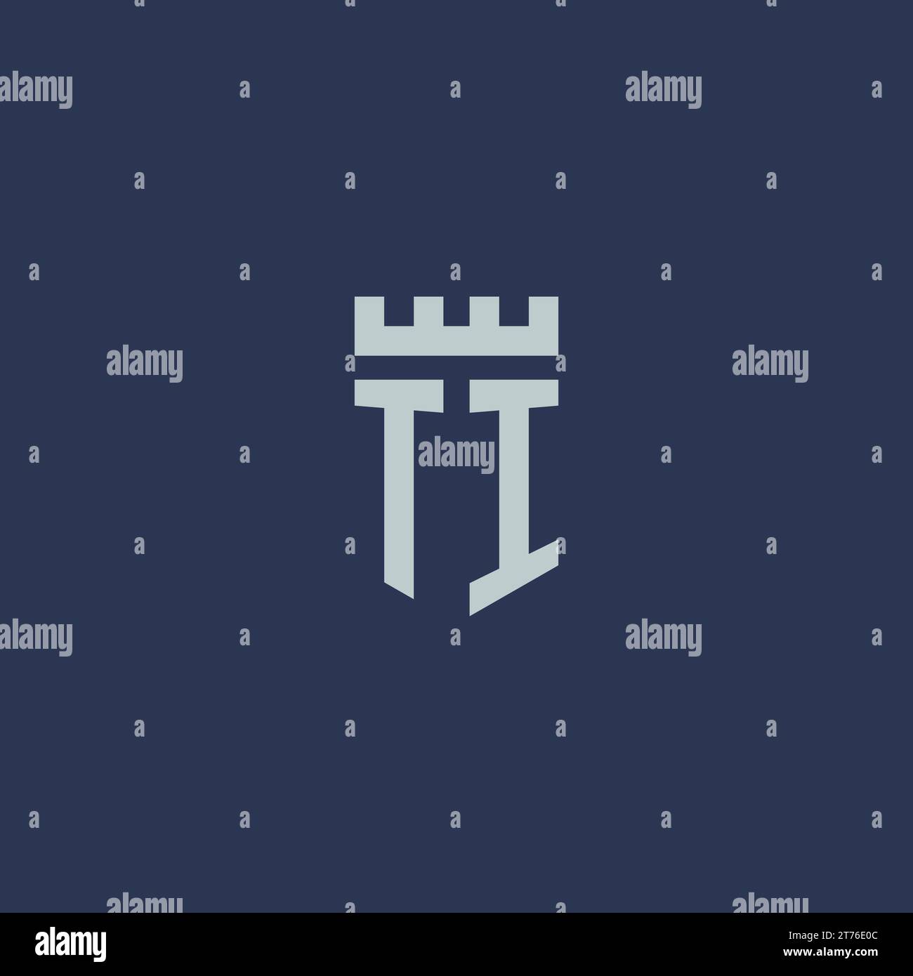 TI logo monogram with fortress castle and shield style design ideas ...