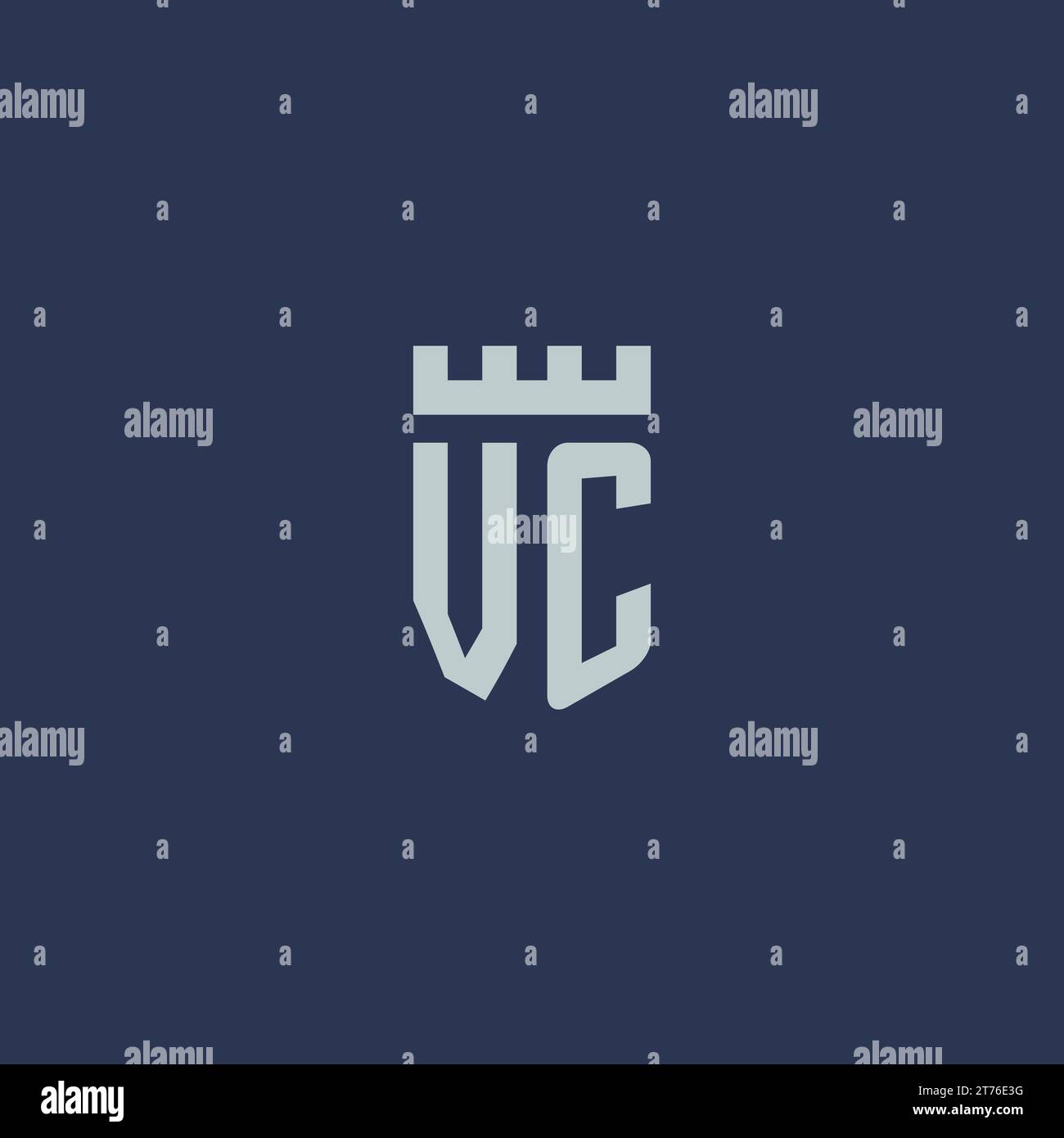 VC logo monogram with fortress castle and shield style design ideas ...